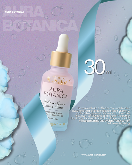 Aura Botanica — Radiance Serum packaging & brand identity